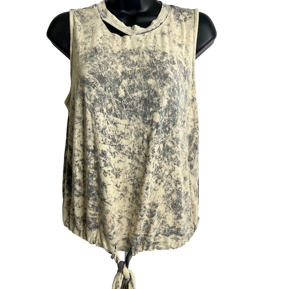 Vintage Havana Tank Top‎ Sleeveless Tie Bottom Marble Print Casual Large